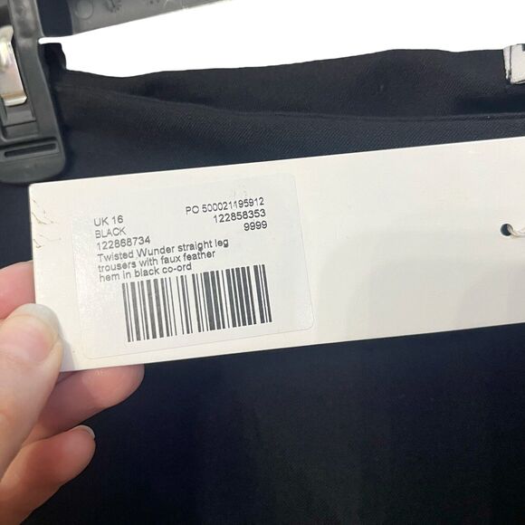 Twisted Wunder London Faux Feather Hem Pants Straight Leg - Picture 7 of 9